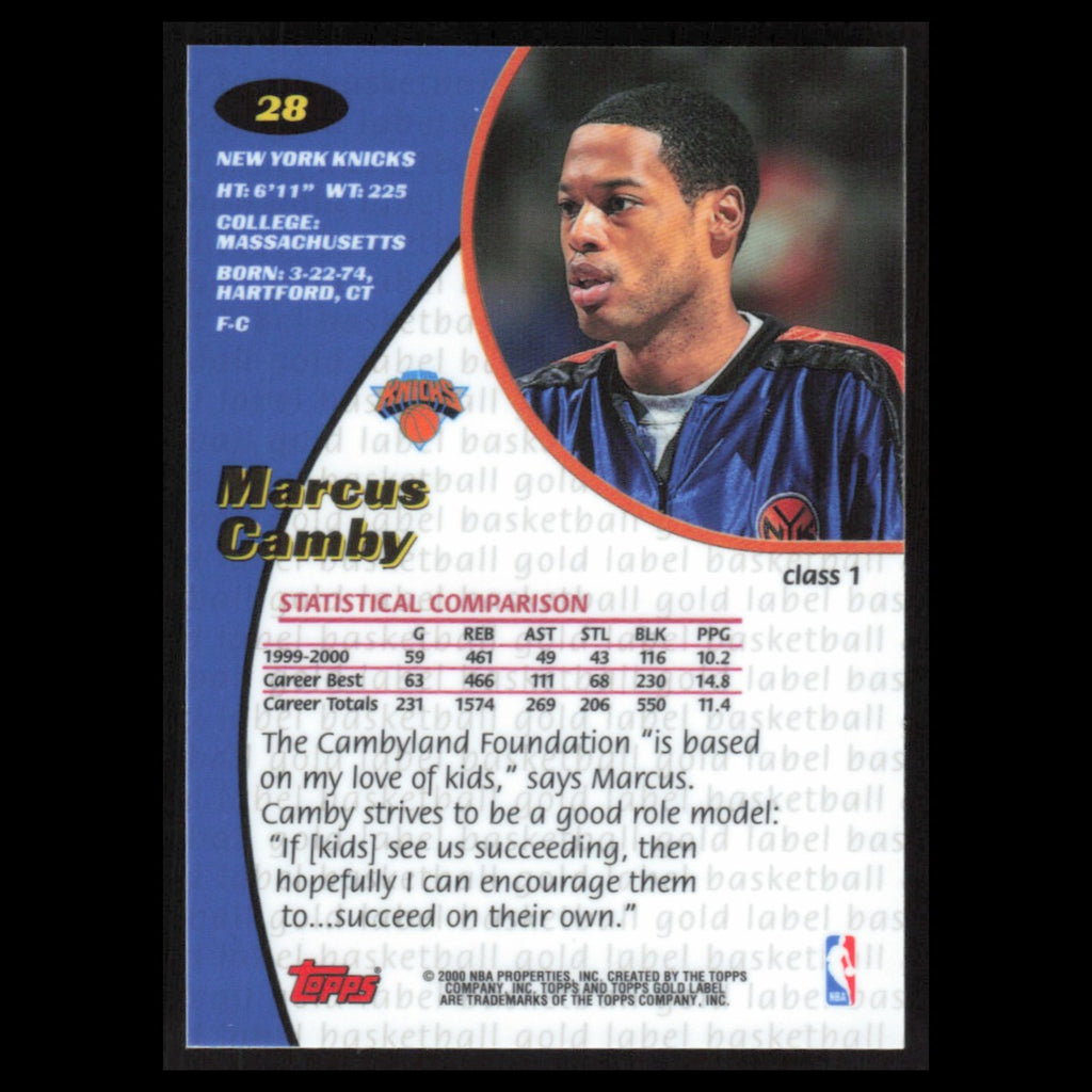 Marcus Camby #28 2000 Topps Gold Label New York Knicks Basketball Card NBA NM