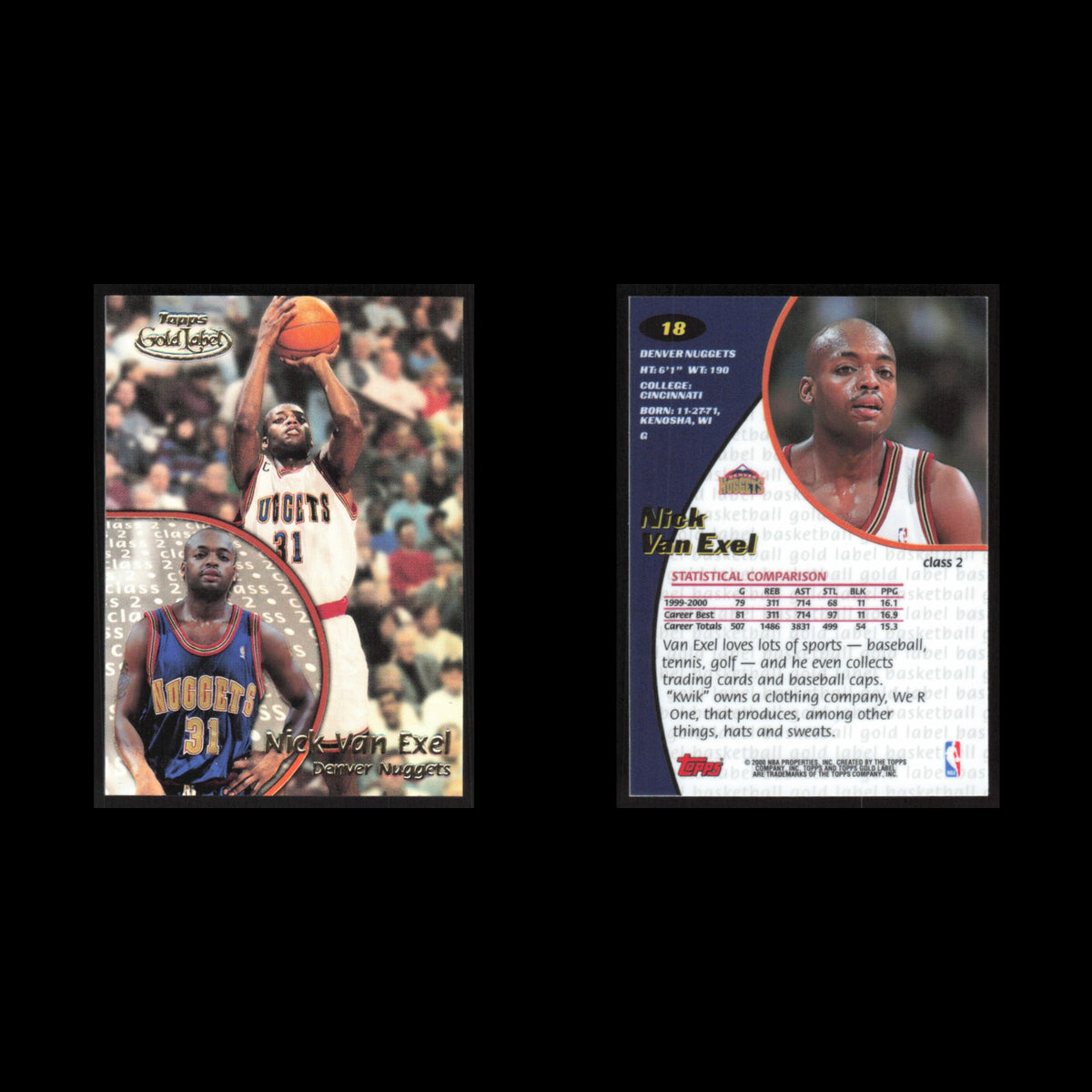 Nick Van Exel #18 2000 Topps Gold Label Denver Nuggets Basketball Card NBA NM
