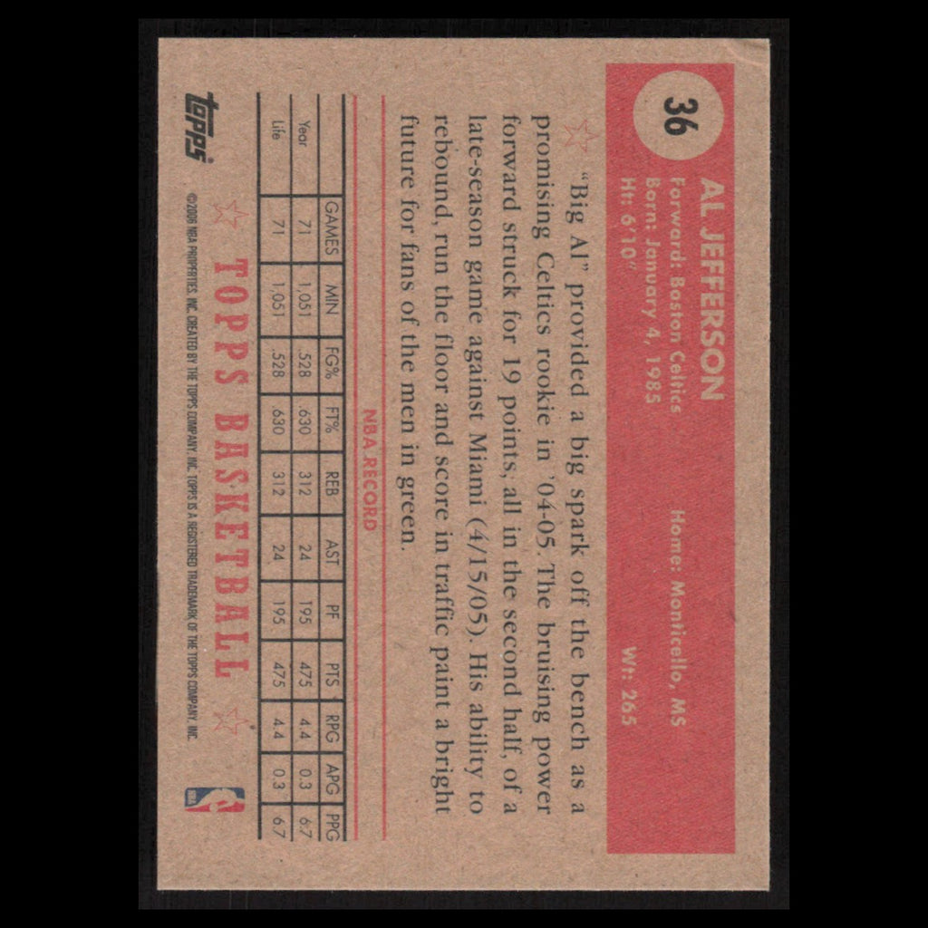 Al Jefferson #36 2005 Topps 1952 Style Boston Celtics Basketball Card NBA NM