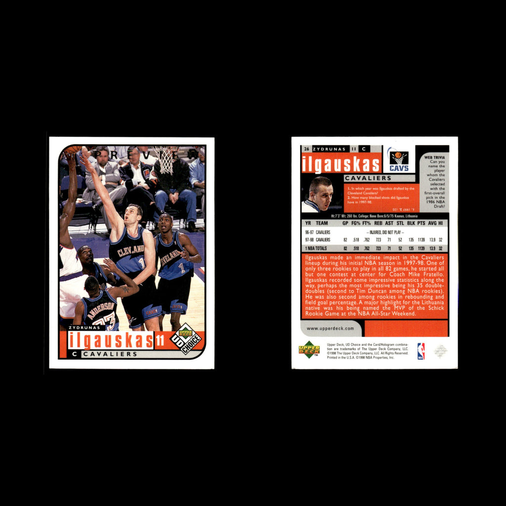 Zydrunas Ilgauskas #26 1998 Upper Deck UD Choice Cleveland Cavaliers Basketball