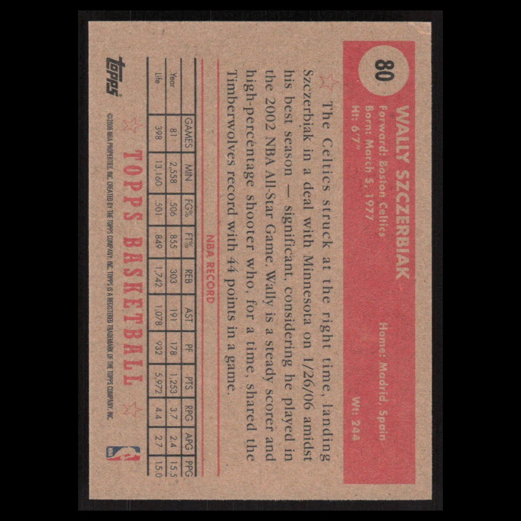Wally Szczerbiak #80 2005 Topps 1952 Style Boston Celtics Basketball Card NBA NM