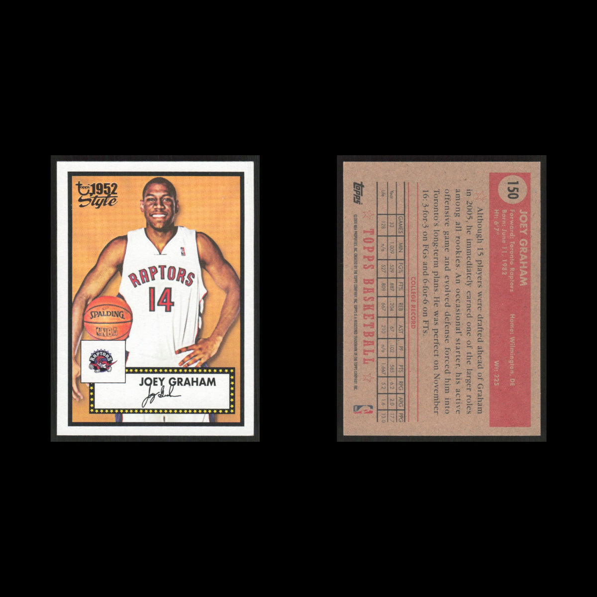 Joey Graham Rookie #150 2005 Topps 1952 Style Toronto Raptors Basketball Card NM