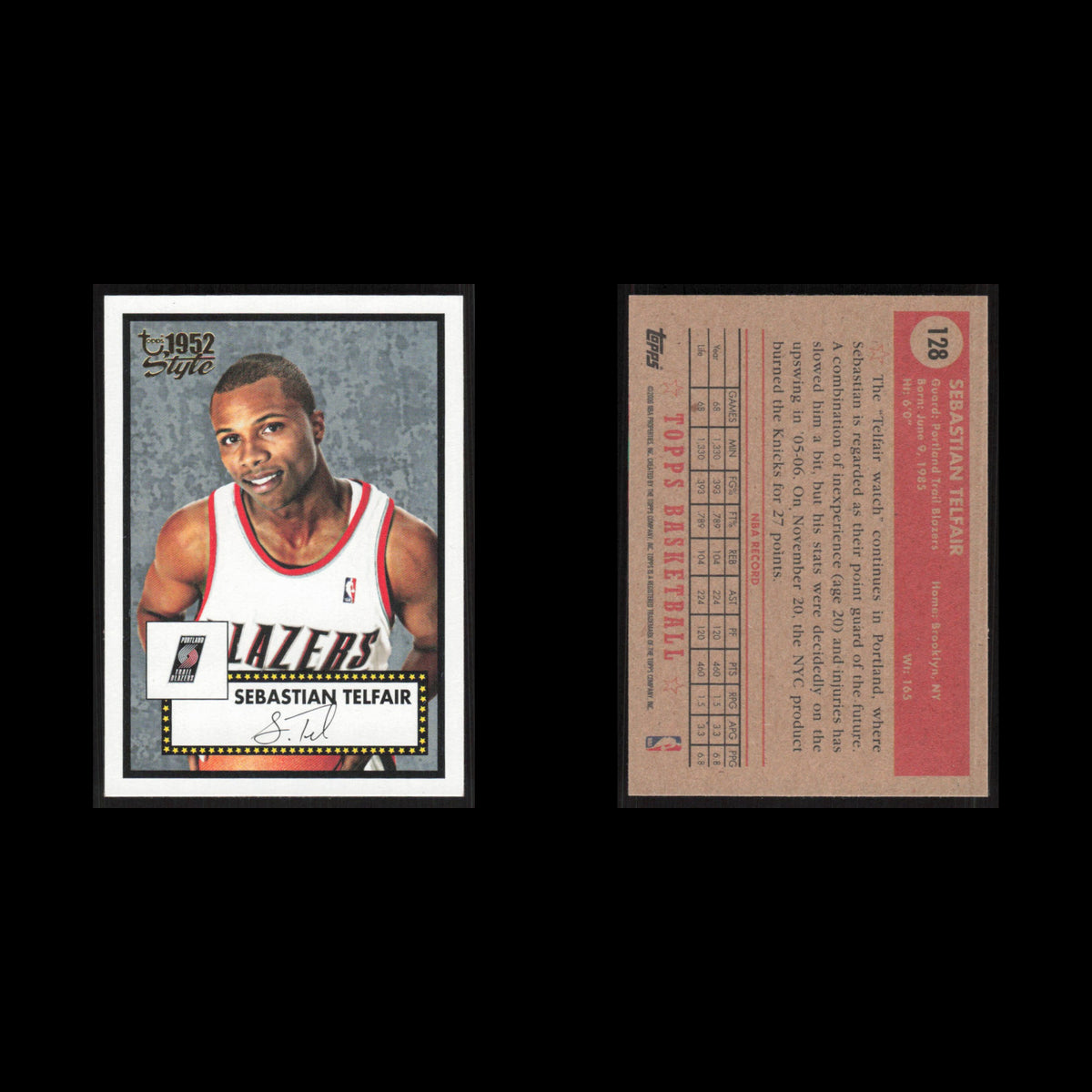 Sebastian Telfair #128 2005 Topps 1952 Style Portland Trail Blazers Basketball