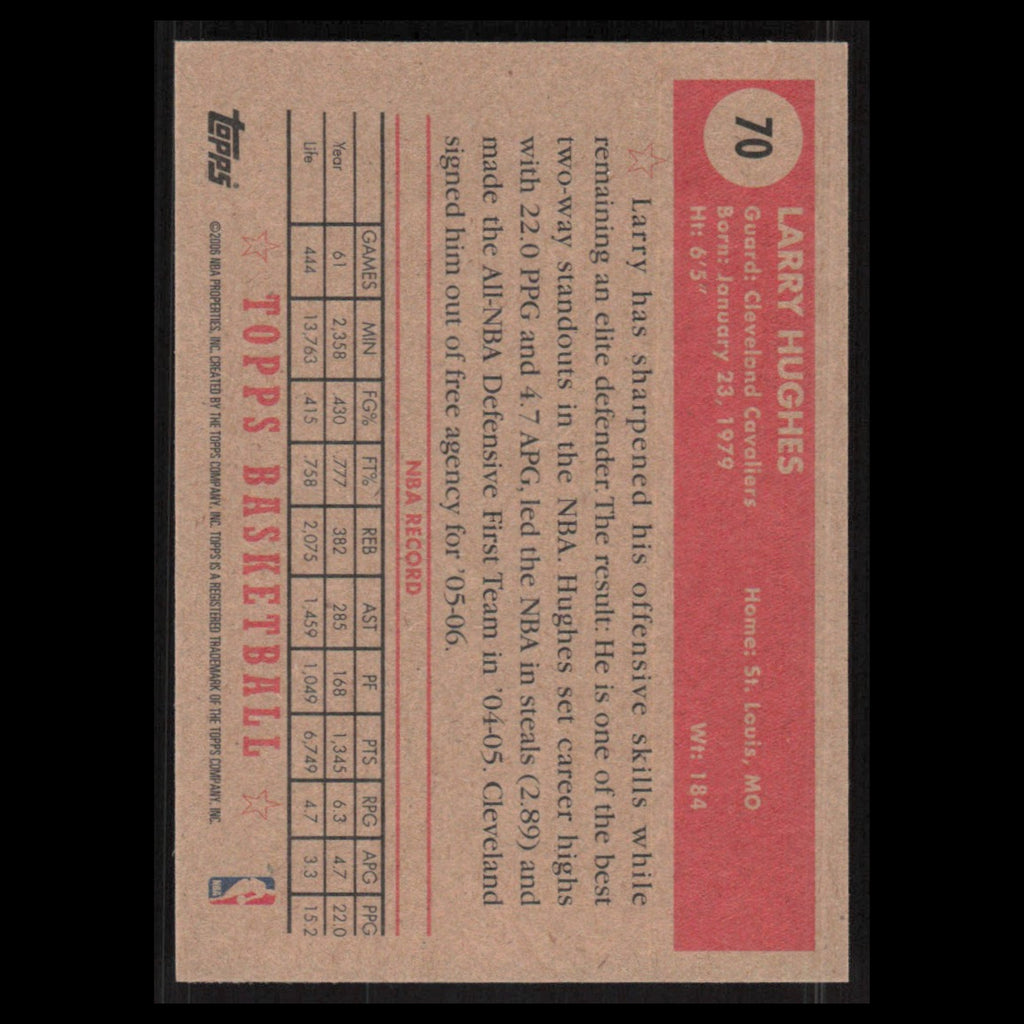 Larry Hughes #70 2005 Topps 1952 Style Cleveland Cavaliers Basketball Card NBA
