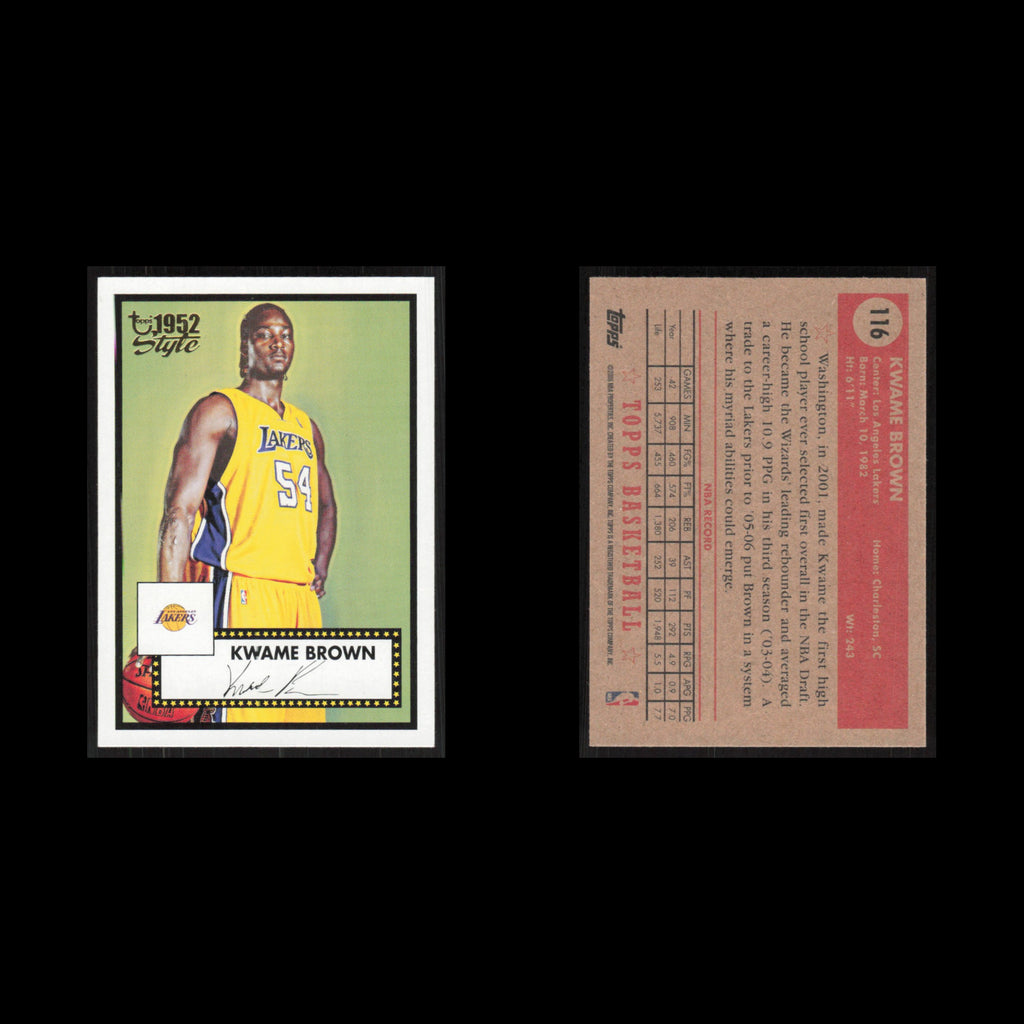 Kwame Brown #116 2005 Topps 1952 Style Los Angeles Lakers Basketball Card NBA NM