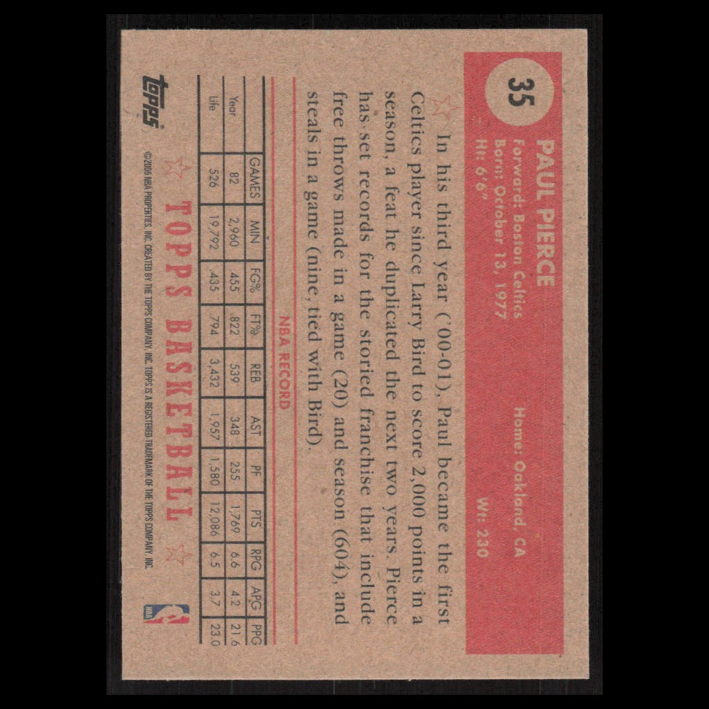 Paul Pierce #35 2005 Topps 1952 Style Boston Celtics Basketball Card NBA NM