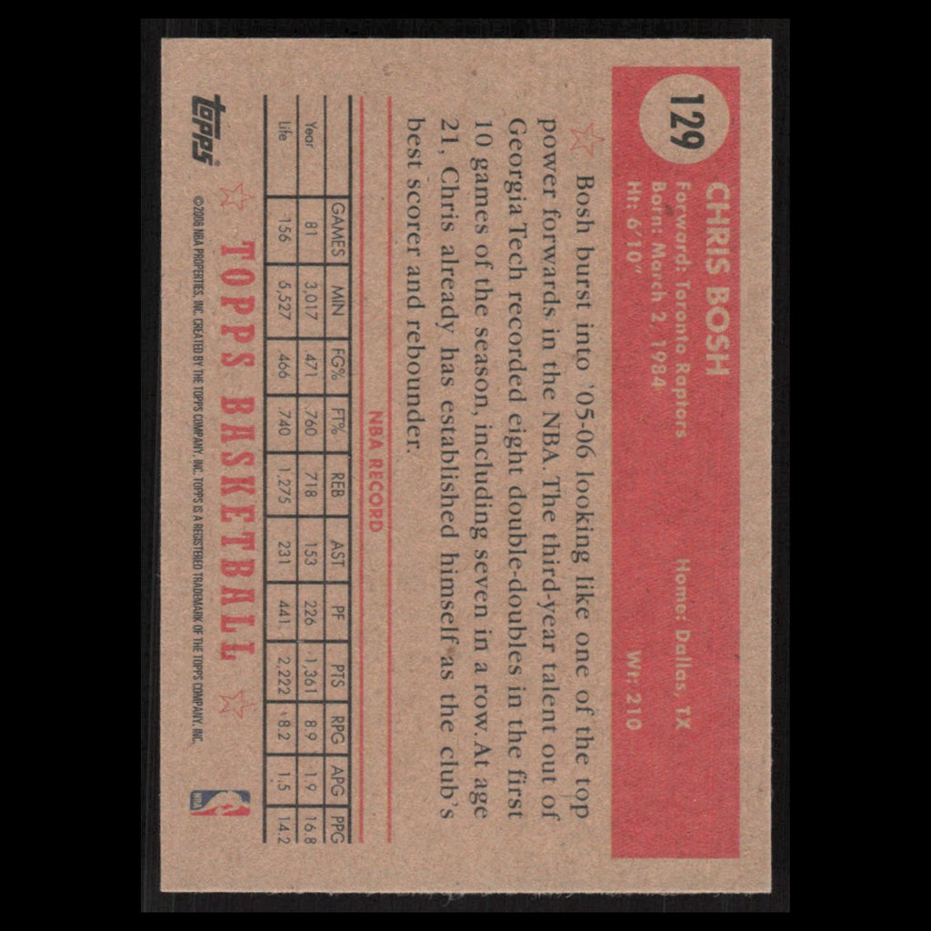 Chris Bosh #129 2005 Topps 1952 Style Toronto Raptors Basketball Card NBA NM
