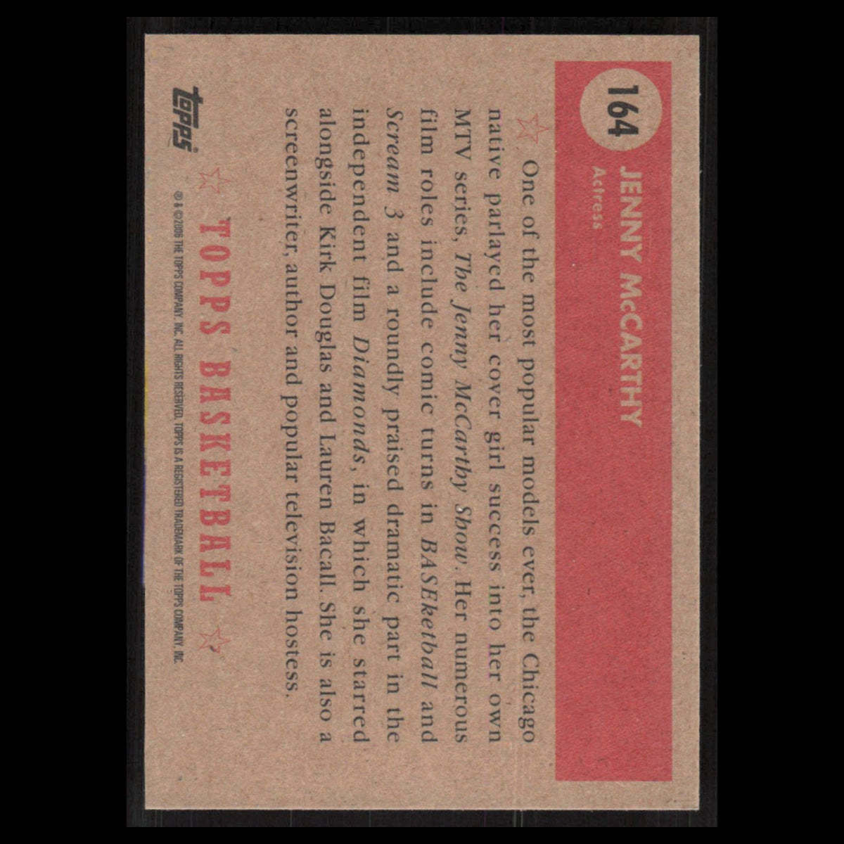 Jenny McCarthy #164 2005 Topps 1952 Style Basketball Card NBA NM