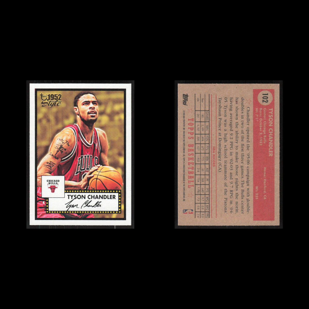 Tyson Chandler #102 2005 Topps 1952 Style Chicago Bulls Basketball Card NBA NM