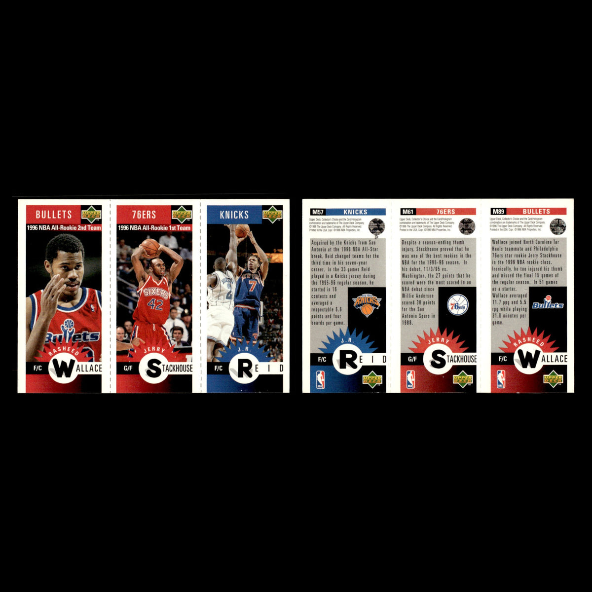 J.R. Reid/Jerry Stackhouse/Rasheed Wallace #M57/M61/M89 1996 Upper Deck Mini NBA