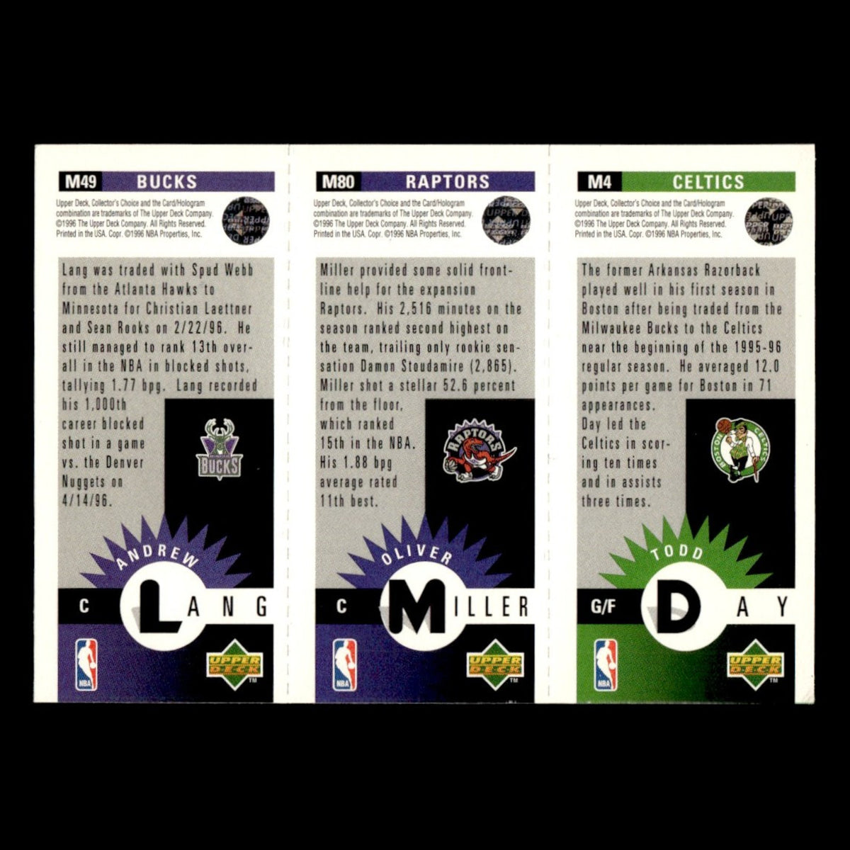 Andrew Lang/Oliver Miller/Todd Day #M49/M80/M4 1996 Upper Deck Mini Basketball