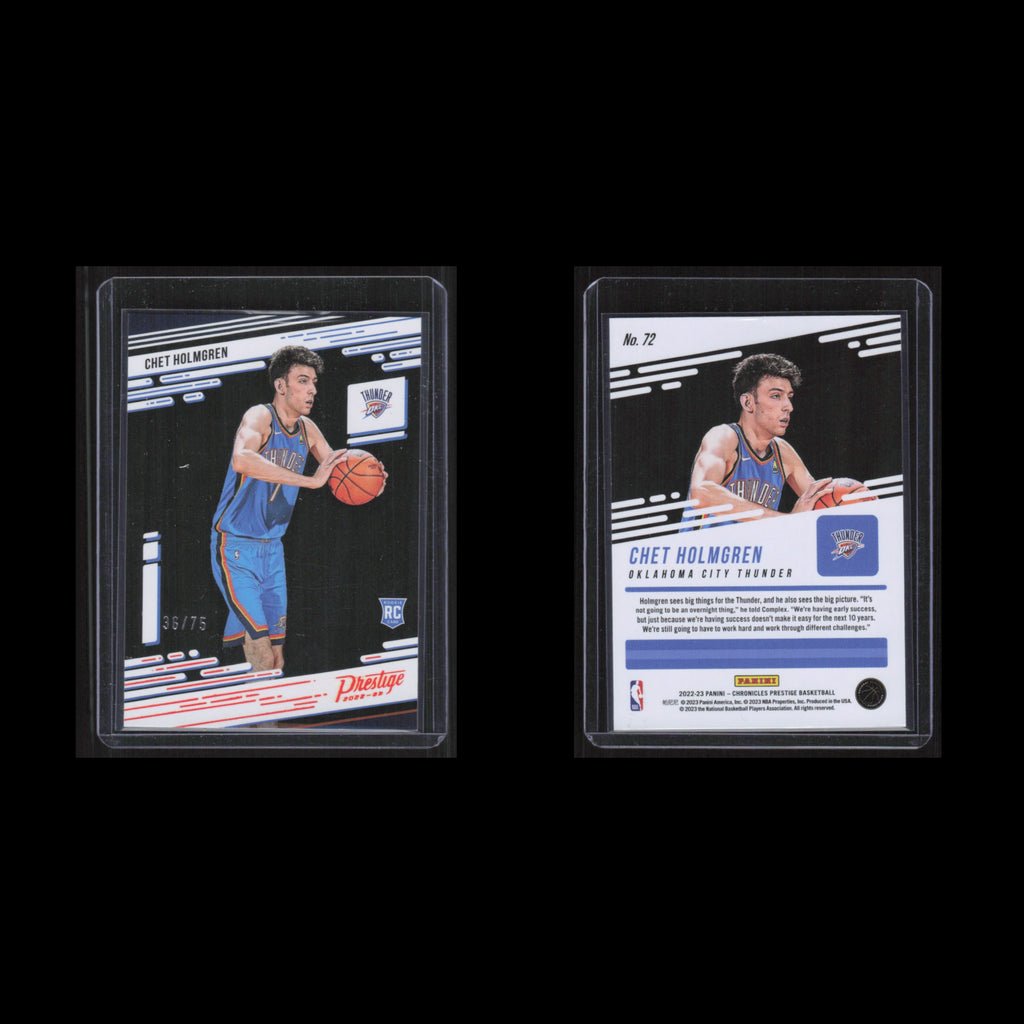 Chet Holmgren /75 #72 2022 Panini Chronicles Orange Oklahoma City Thunder Card