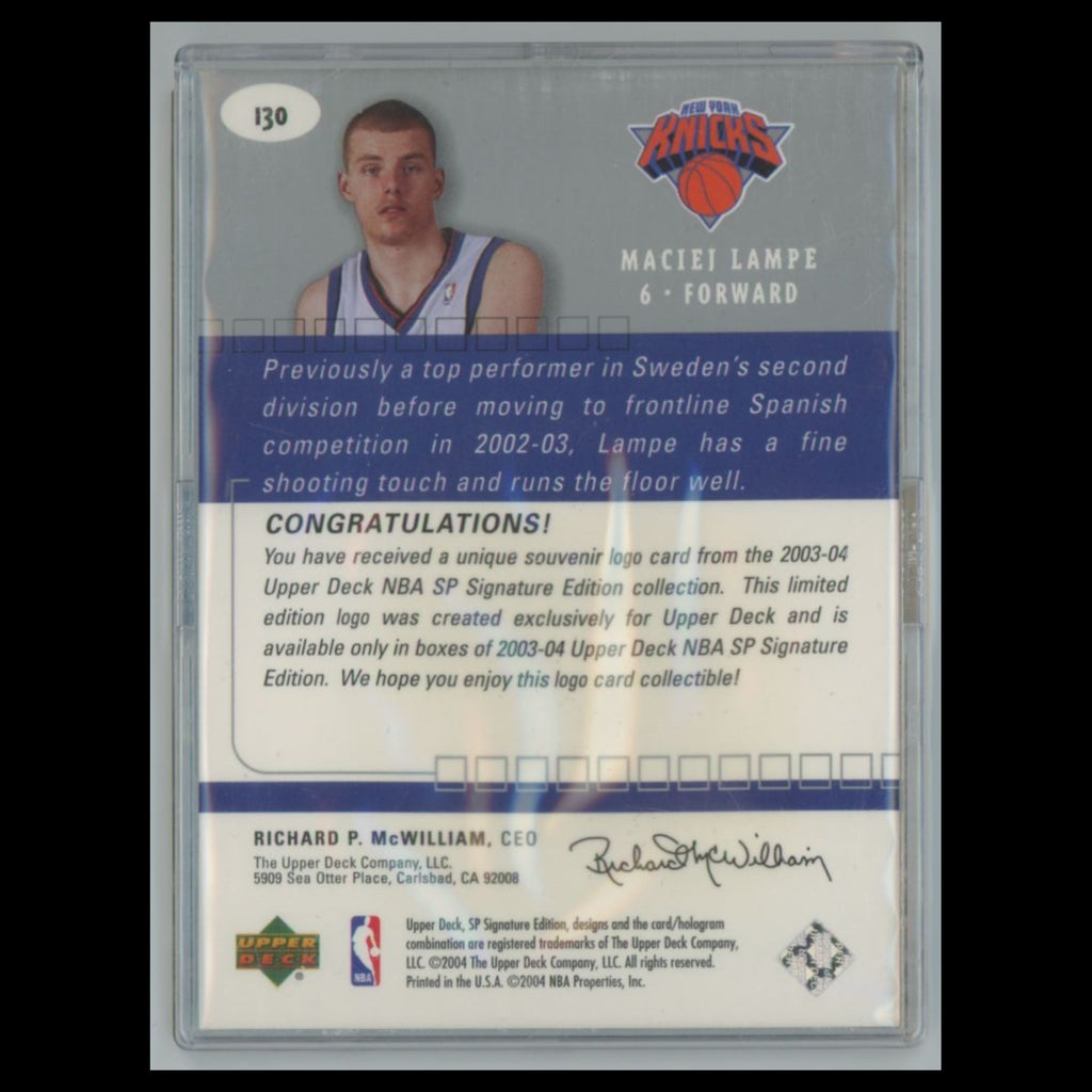 Maciej Lampe /499 #130 2003 Upper Deck SP Signature Edition Rookie Logo Knicks
