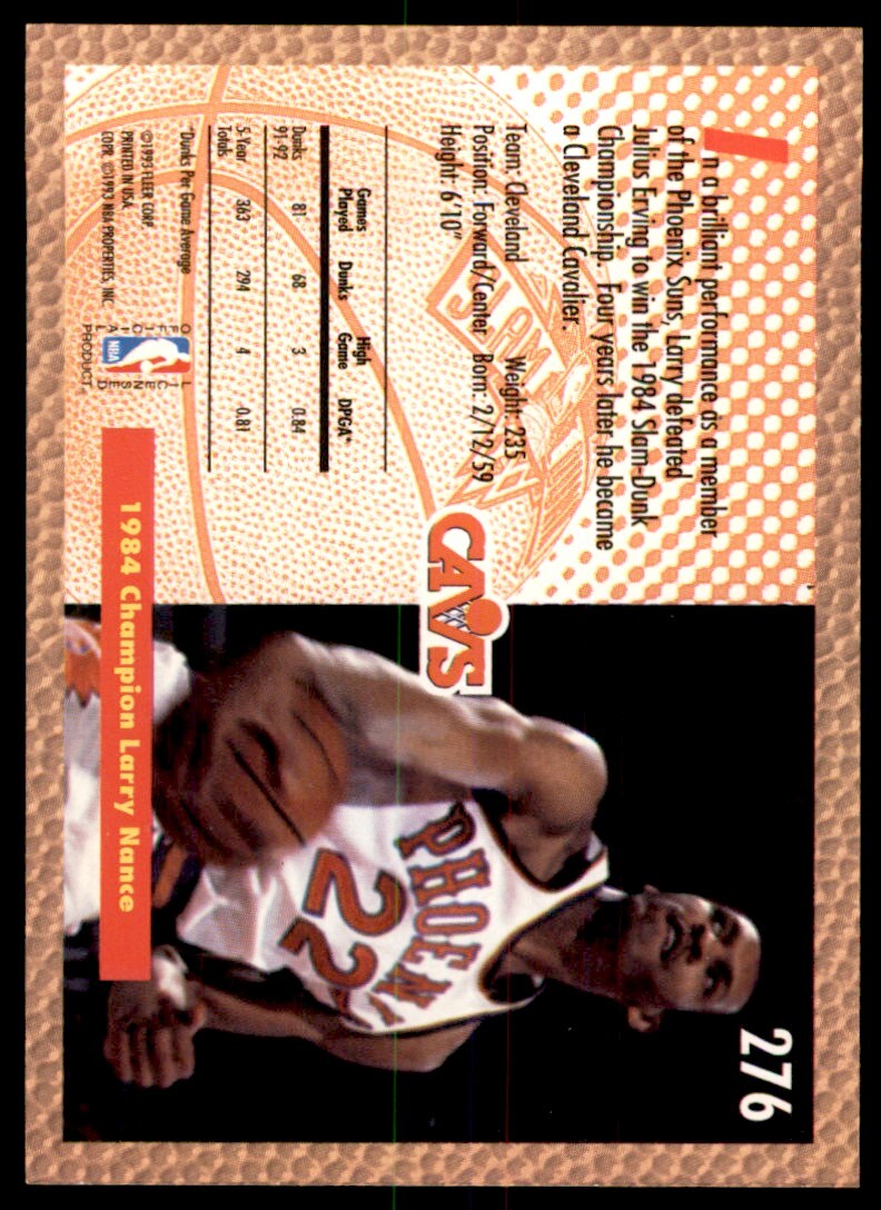 1992-93 Fleer Larry Nance . Cleveland Cavaliers #276