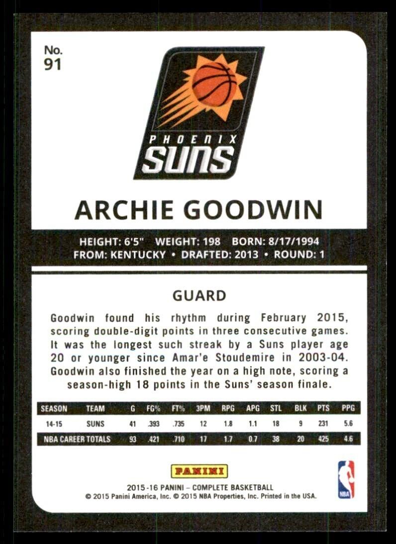 2015-16 Panini Complete! Archie Goodwin Phoenix Suns #91