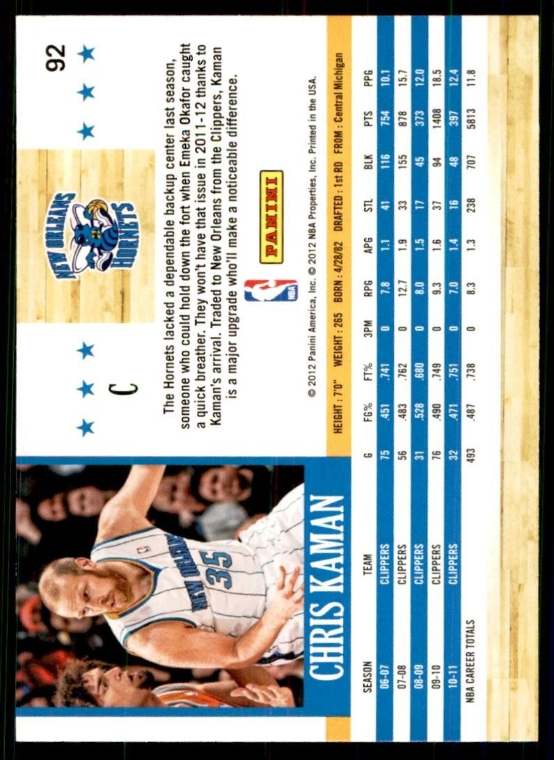 2011-12 NBA Hoops} Chris Kaman New Orleans Hornets #92
