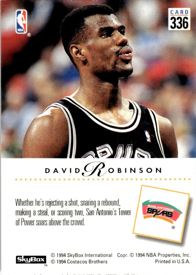 1993-94 SkyBox Basketball Card David Robinson San Antonio Spurs #336