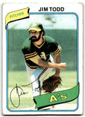 1980 Topps Jim Todd . Oakland Athletics #629