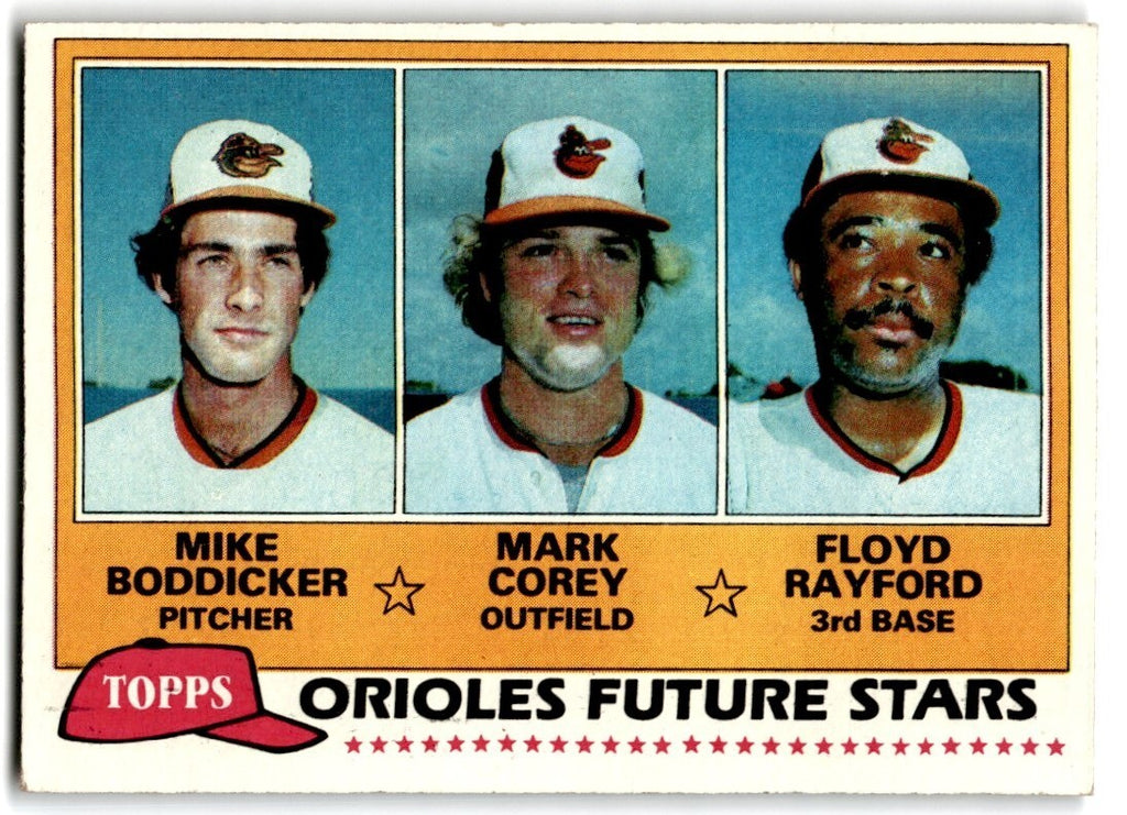 1981 Topps Orioles Future Stars - Mike Boddicker/Mark Corey/Floyd Rayford Rookie