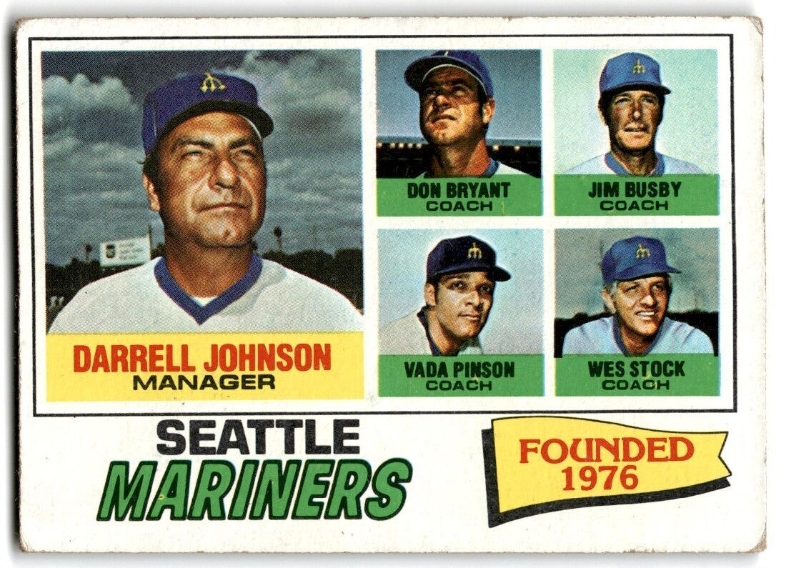 1977 Topps Darrell Johnson/Don Bryant/Vada Pinson/Jim Busby/Wes Stock . Seattle