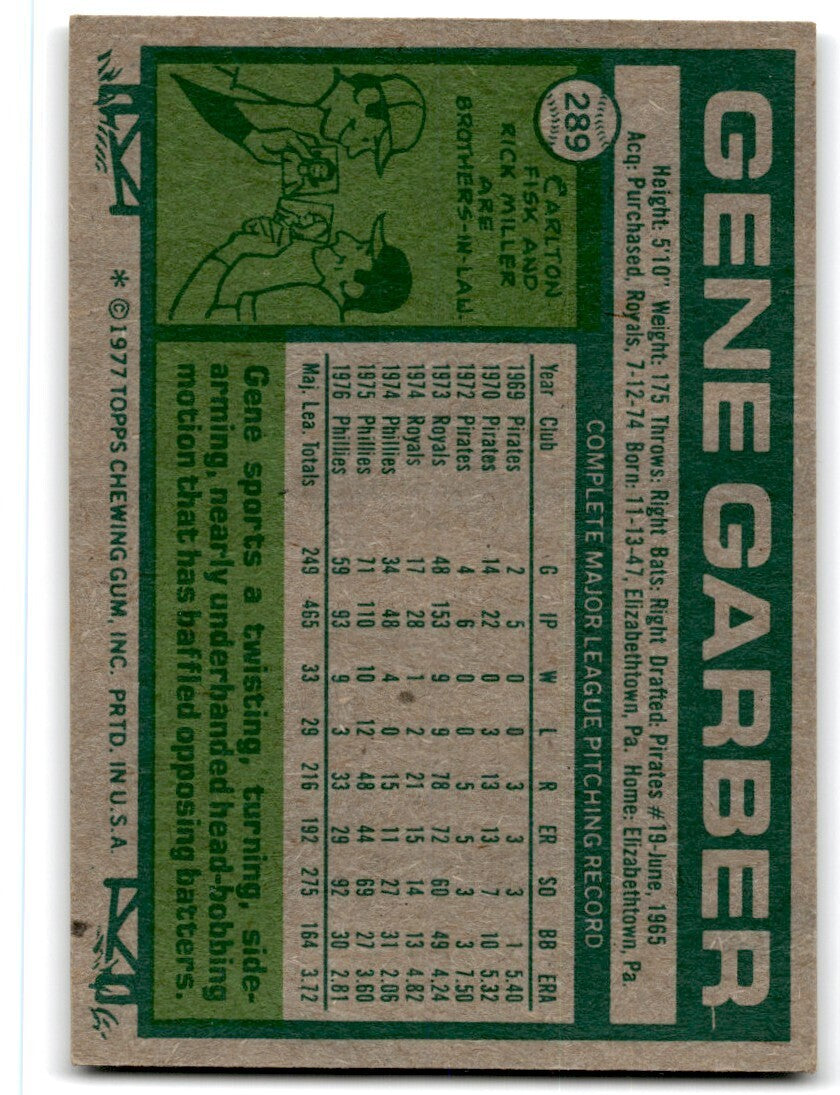 1977 Topps Gene Garber . Philadelphia Phillies #289
