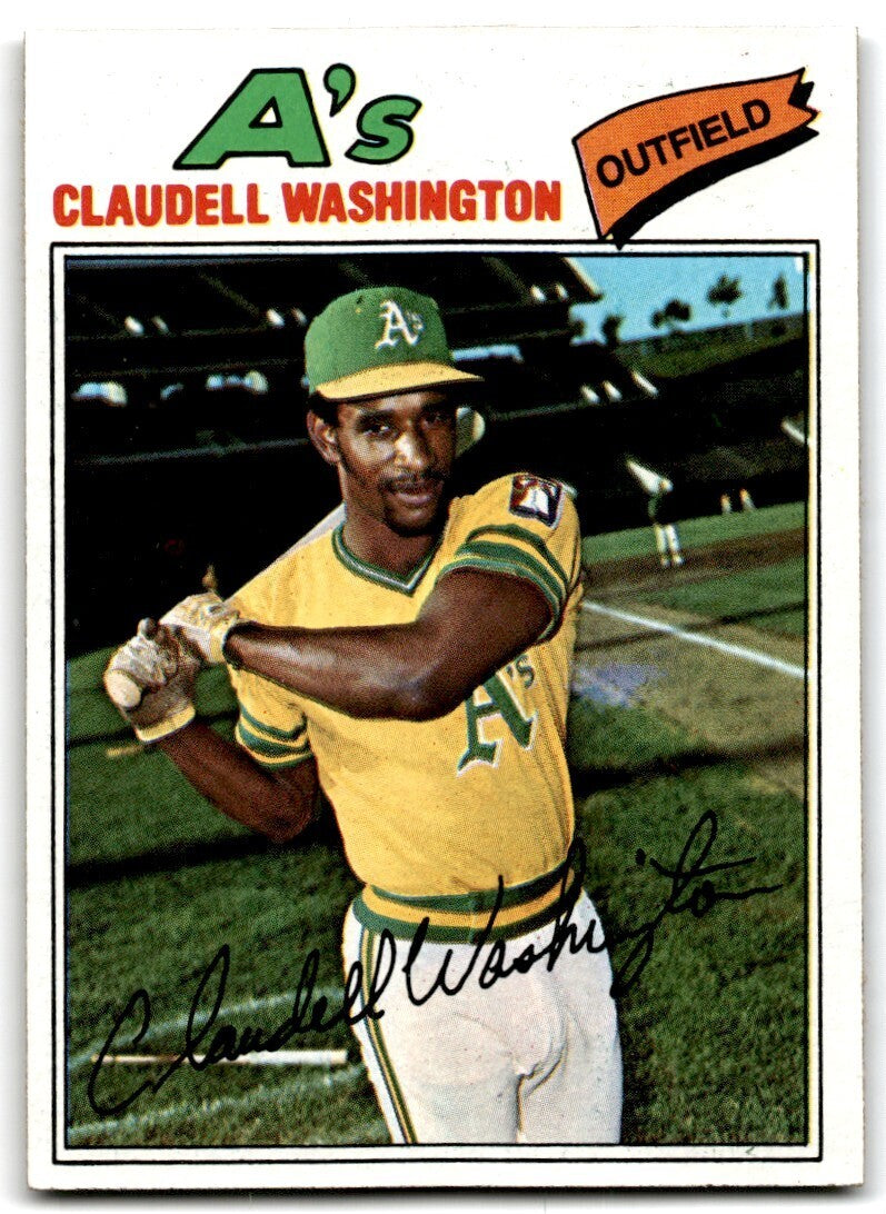 1977 Topps Claudell Washington . Oakland Athletics #405