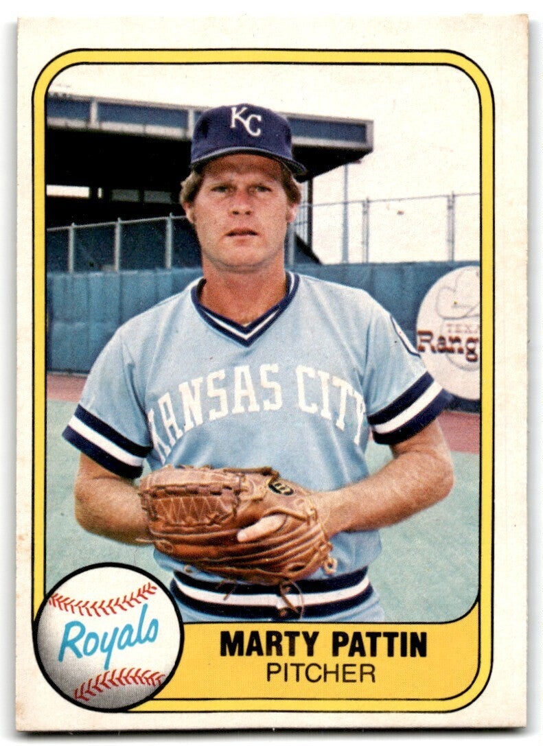1981 Fleer Marty Pattin . Kansas City Royals #37