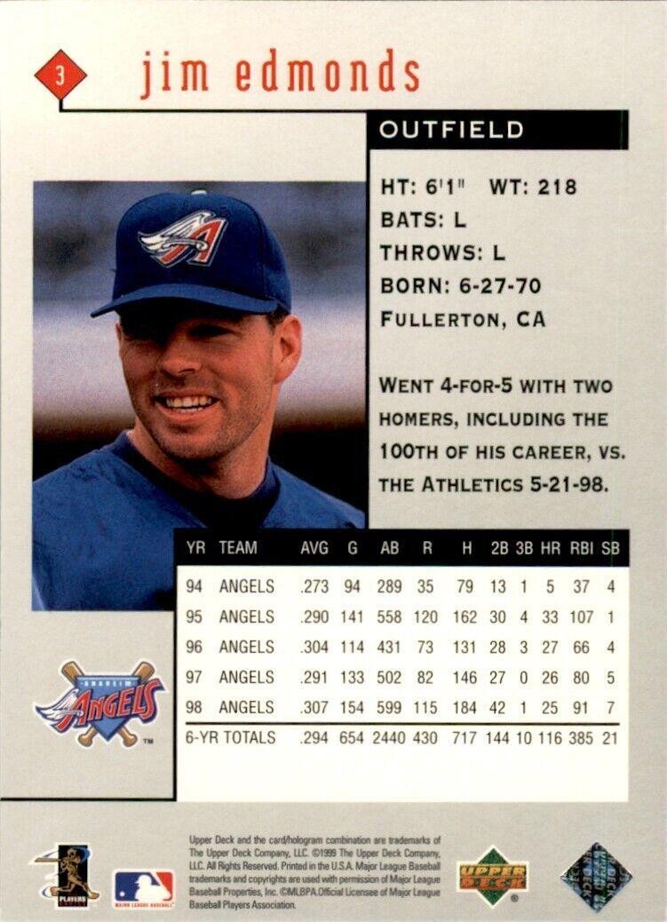 1999 Upper Deck Black Diamond Jim Edmonds . Anaheim Angels #3