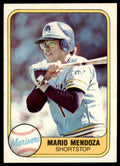 1981 Fleer Mario Mendoza .  Seattle Mariners #613