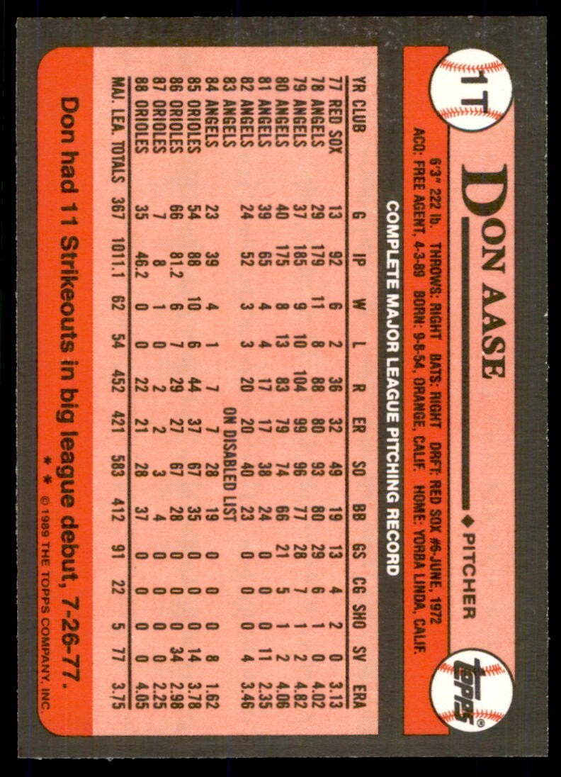 1989 Topps Traded Don Aase .  New York Mets #1T