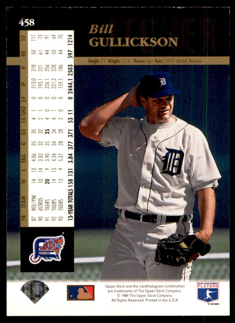 1994 Upper Deck Electric Diamond Bill Gullickson . Detroit Tigers #458