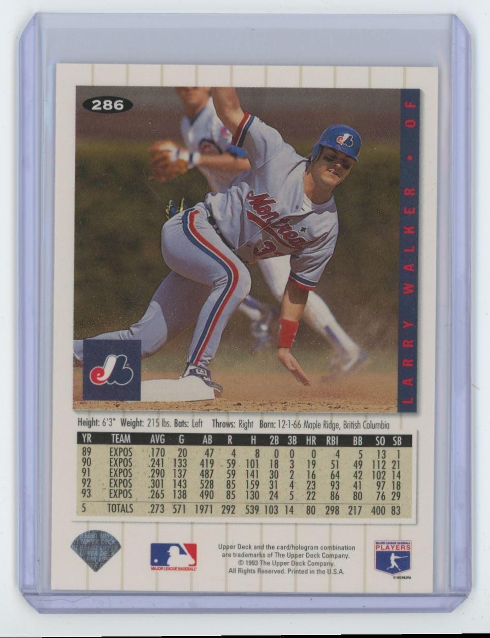 1994 Collector's Choice Larry Walker Montreal Expos #286