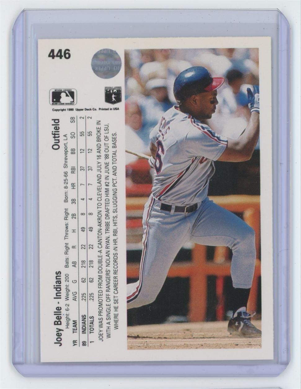 1990 Upper Deck. Joey Belle Cleveland Indians #446