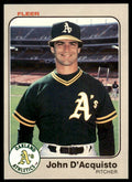 1983 Fleer John D'Acquisto . Oakland Athletics #516