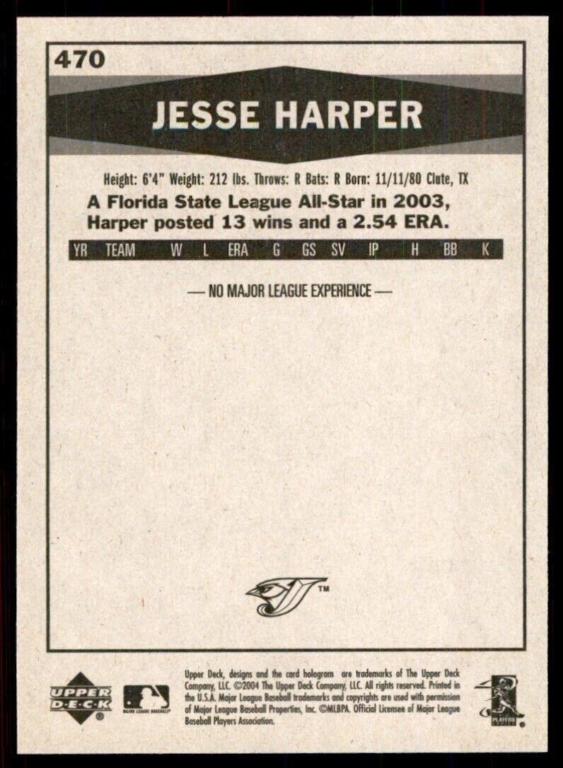 2004 Upper Deck Vintage Update Jesse Harper Toronto Blue Jays #470