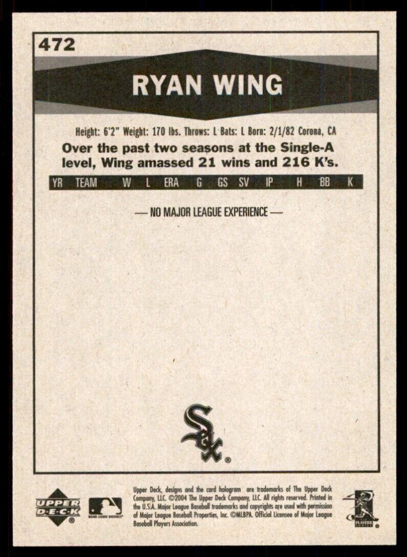2004 Upper Deck Vintage Update Ryan Wing Chicago White Sox. #472
