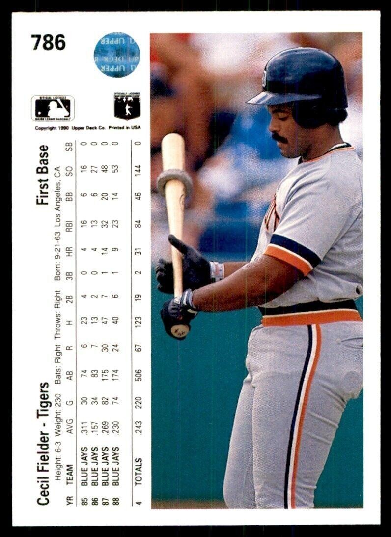 1990 Upper Deck High Series Cecil Fielder Detroit Tigers. #786