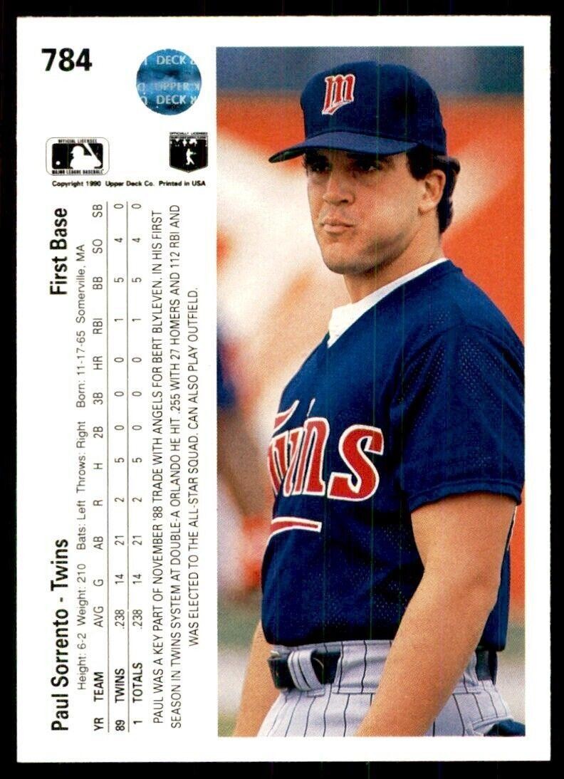 1990 Upper Deck High Series Paul Sorrento Minnesota Twins #784