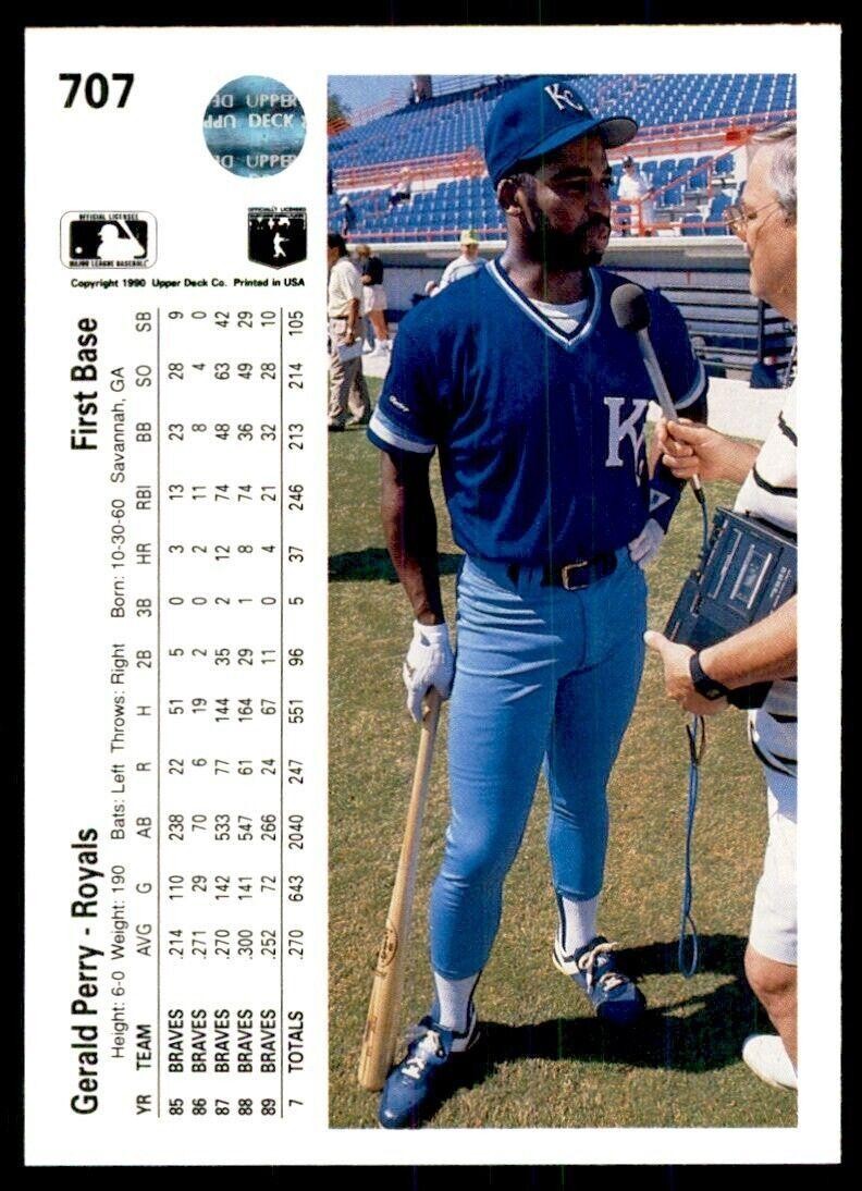 1990 Upper Deck High Series. Gerald Perry Kansas City Royals #707