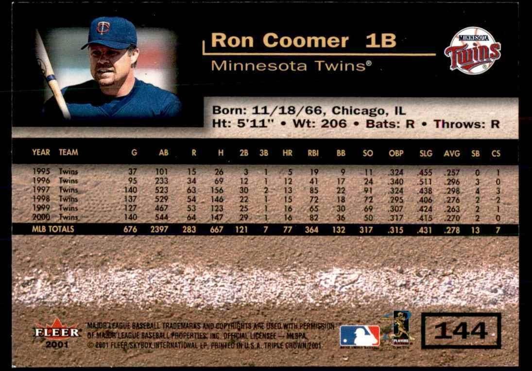 2001 Fleer Triple Crown Ron Coomer Minnesota Twins #144