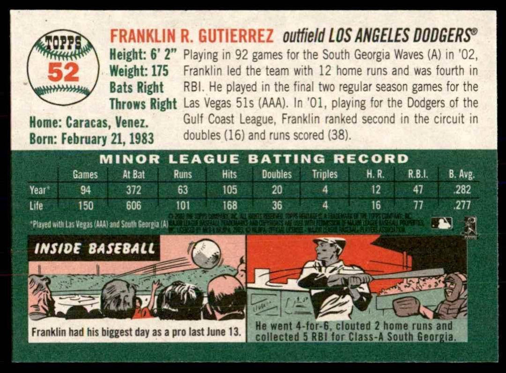 2003 Topps Heritage . Franklin Gutierrez Los Angeles Dodgers #52