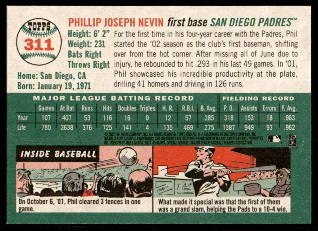 2003 Topps Heritage . Phil Nevin San Diego Padres #311