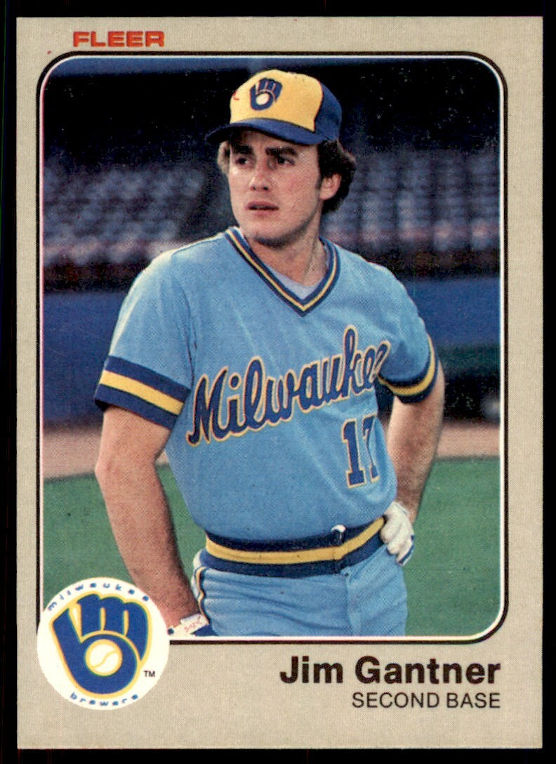 1983 Fleer Jim Gantner .  Milwaukee Brewers #34