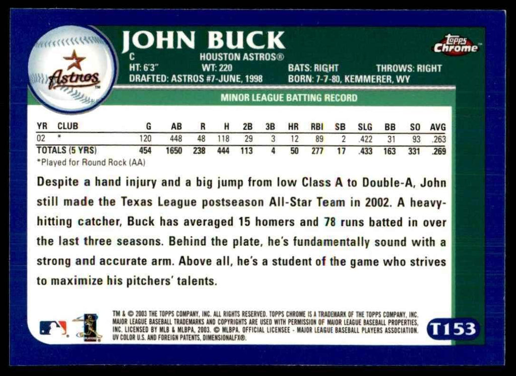 2003 Topps Chrome John Buck Houston Astros #T153