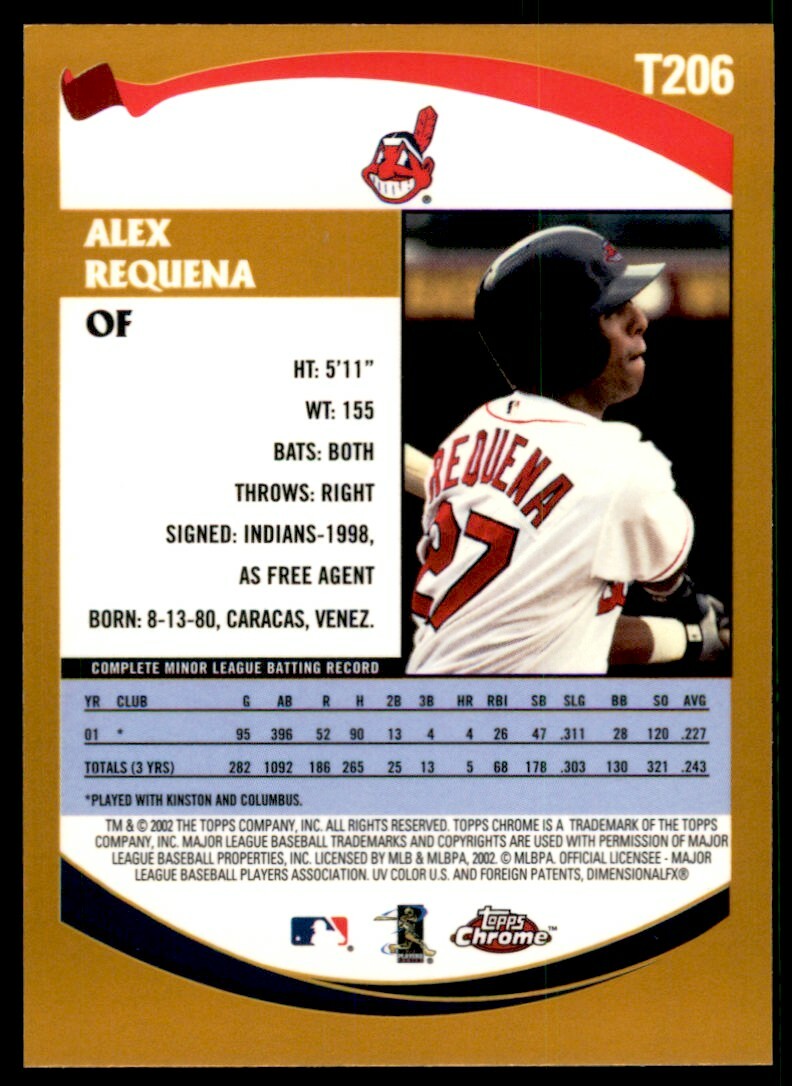 2002 Topps Chrome Prospects Alex Requena Rookie Cleveland Indians #T206