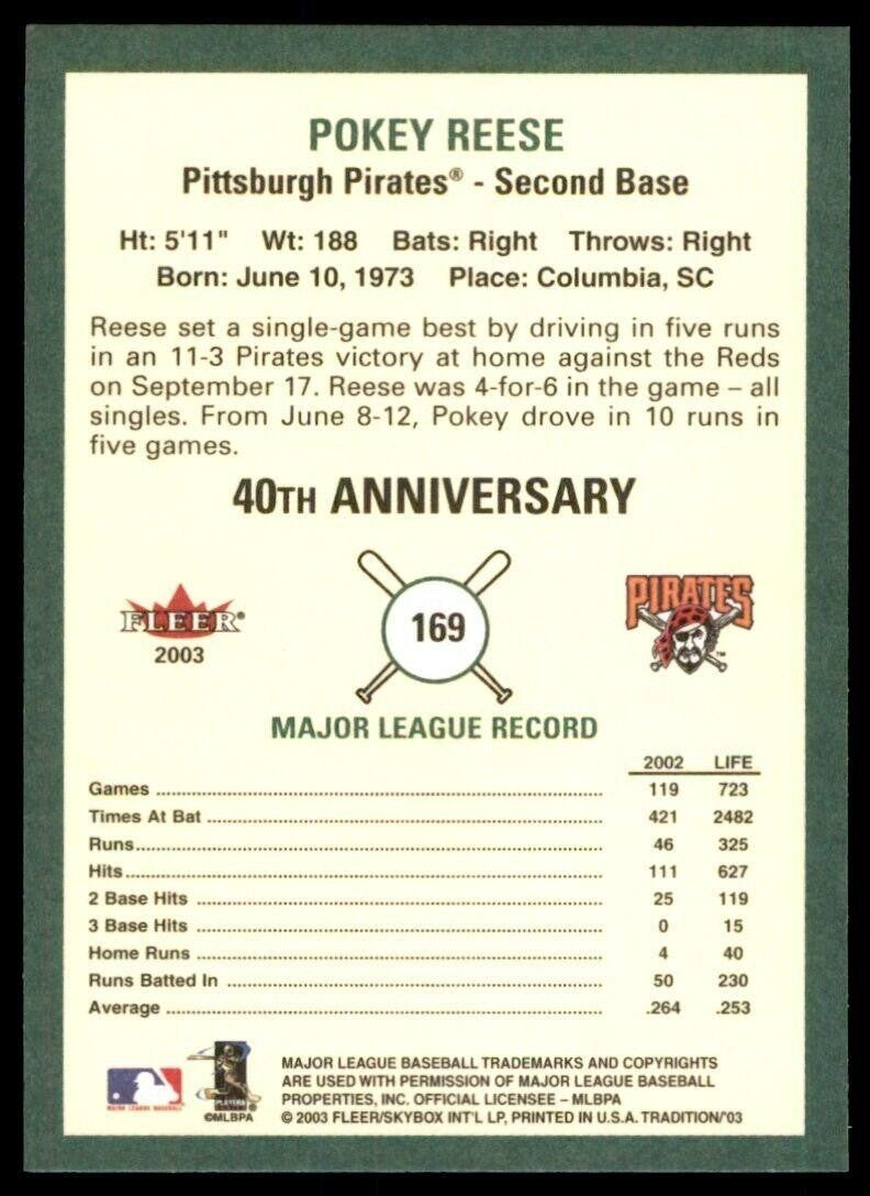 2003 Fleer Tradition Pokey Reese Pittsburgh Pirates #169