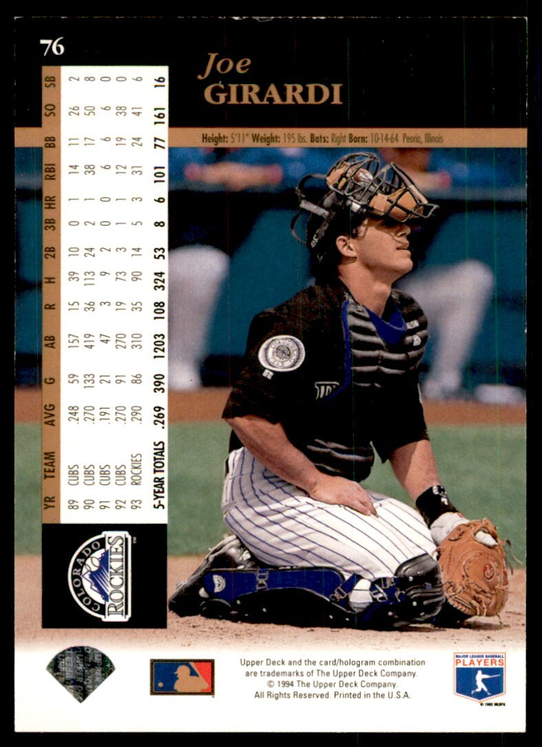 1994 Upper Deck Electric Diamond Joe Girardi .  Colorado Rockies #76
