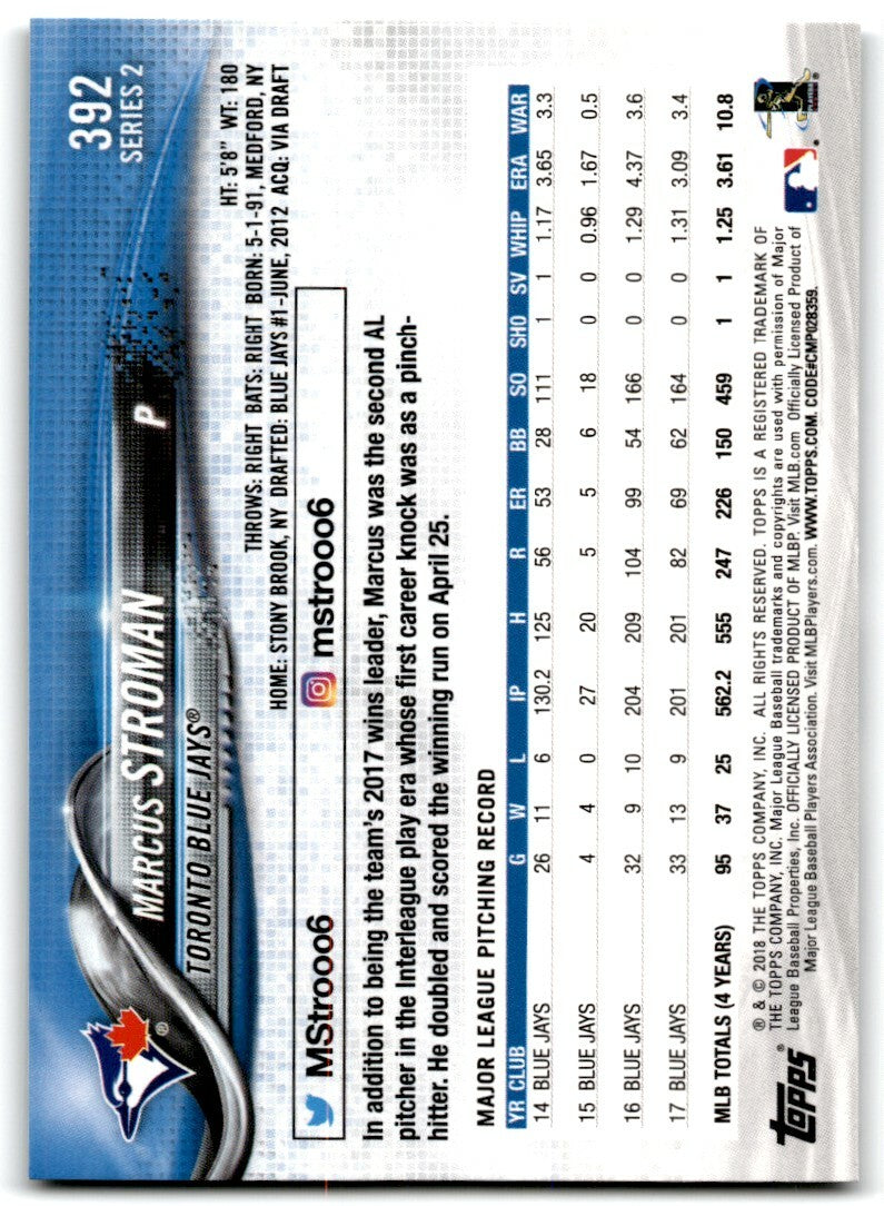 2018 Topps Series 2 Marcus Stroman .  Toronto Blue Jays #392