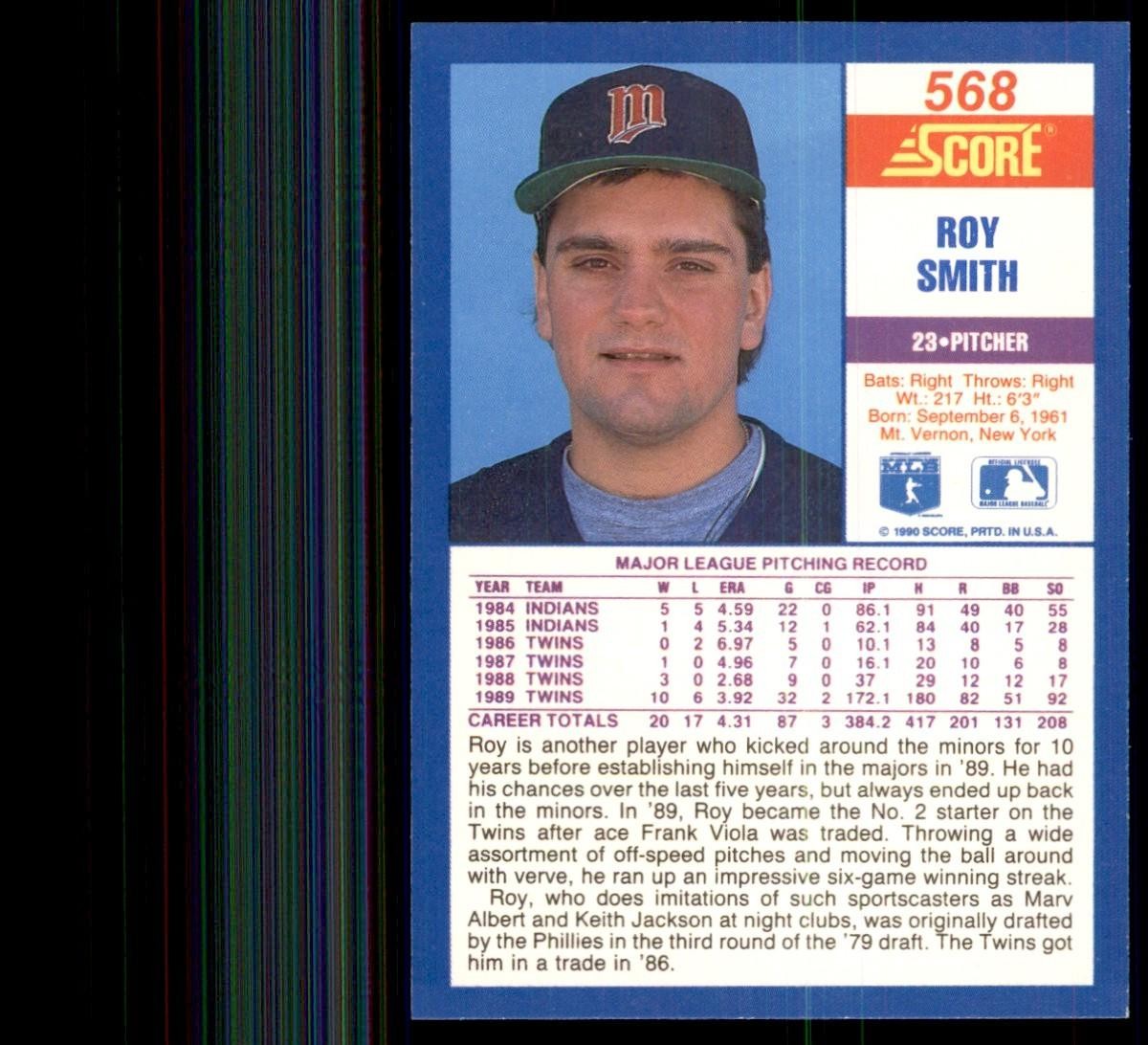1990 Score Roy Smith Baseball Cards #568