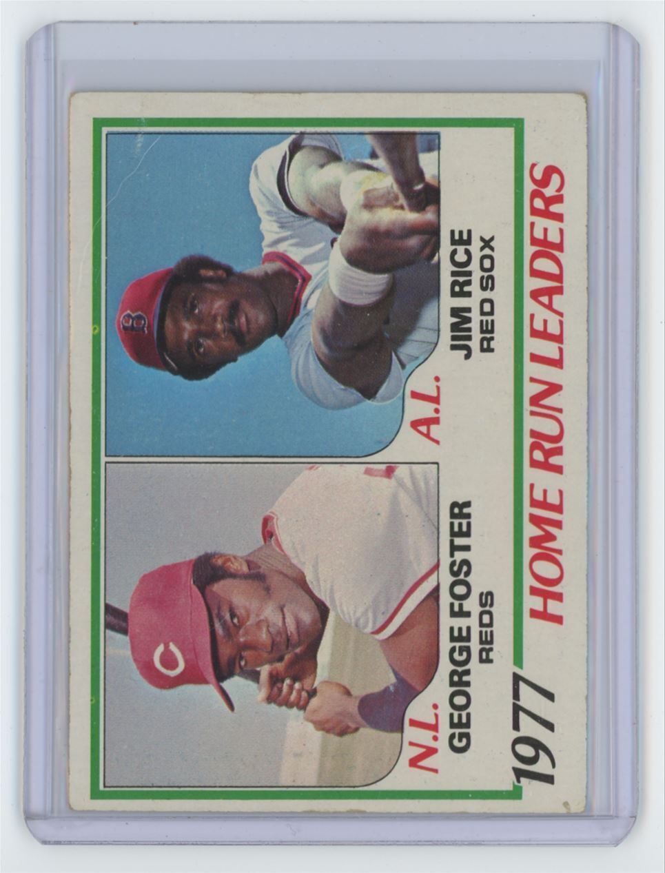 1978 Topps 1977 Home Run Leaders - George Foster/Jim Rice .  Cincinnati